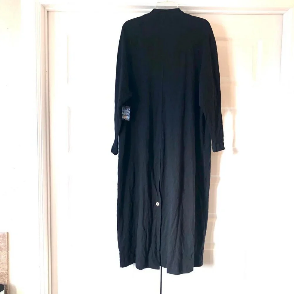 NWT FREE PEOPLE Until Now Black Cotton Maxi Cardi Duster Shirt Dress S